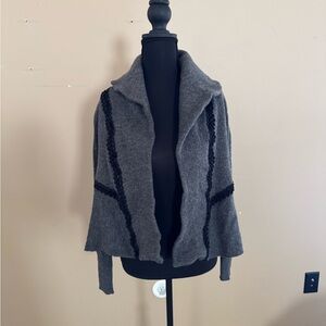 Gray Women's Sweater with Black Accents